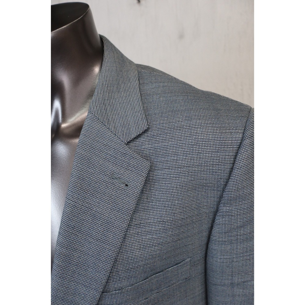 Jos A Bank 46L Blue‎ Birdseye 100% Wool Mens Suit Jacket Sport Coat Nailhead - Picture 5 of 10